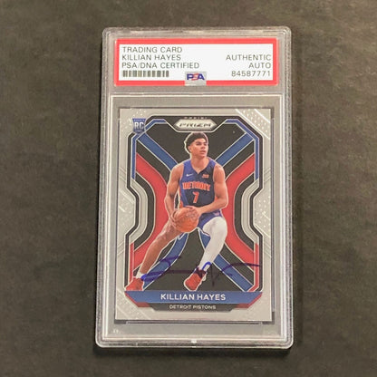 2020-21 Panini Prizm #270 Killian Hayes Signed Card AUTO PSA Slabbed RC Pistons