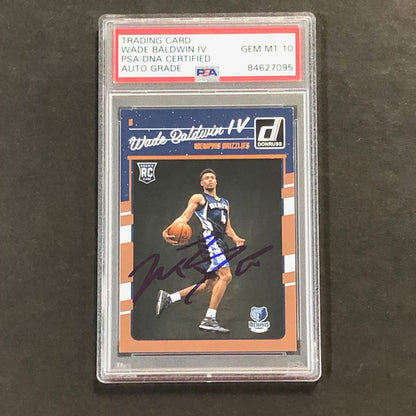 2017-18 Panini Donruss #164 Wade Baldwin IV Signed Card AUTO GRADE 10 PSA Slabbe