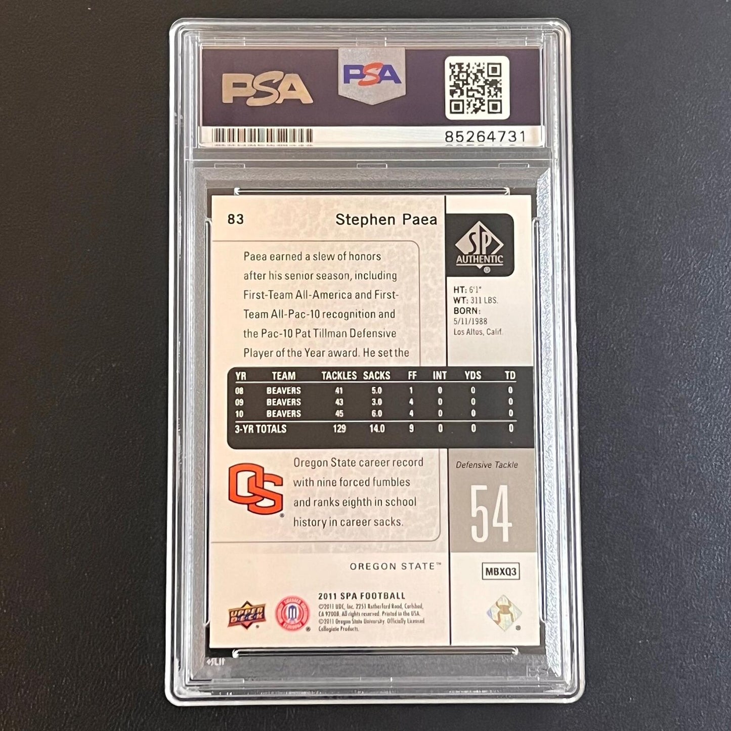 2011-12 Upper Deck SP Authentic #83 Stephen Paea Signed Card AUTO PSA Slabbed Or