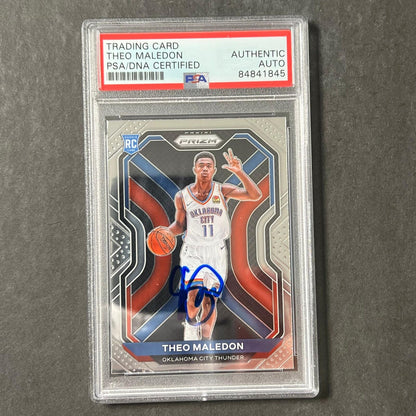 2020-21 Panini Prizm #289 Theo Maledon Signed Card AUTO PSA/DNA Slabbed RC Thund