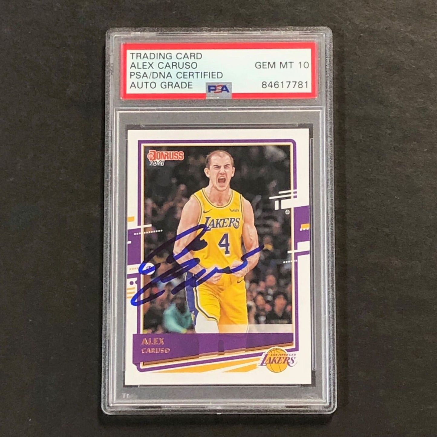 2020-21 Panini Donruss #97 Alex Caruso Signed Card Auto 10 PSA Slabbed Lakers