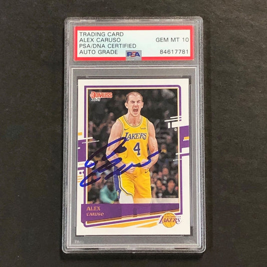 2020-21 Panini Donruss #97 Alex Caruso Signed Card Auto 10 PSA Slabbed Lakers