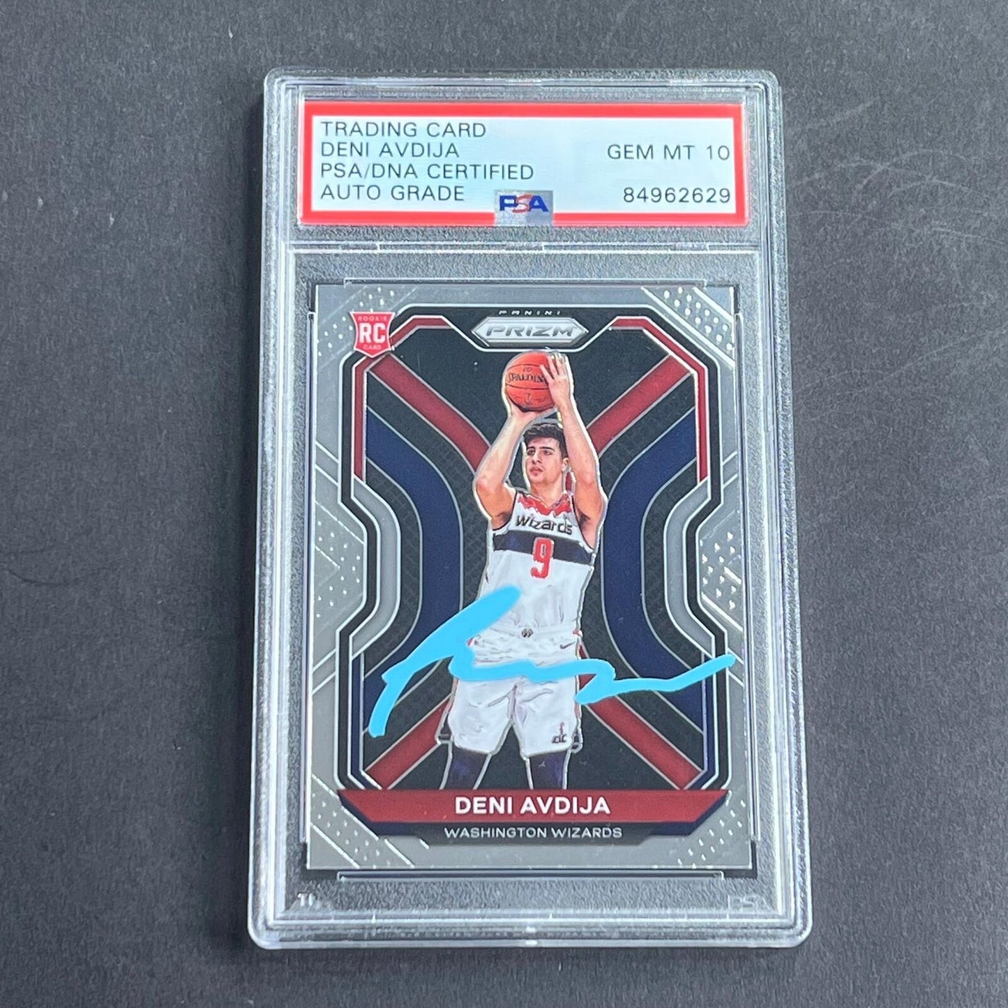 2020-21 Panini Prizm #290 Deni Avdija Signed Card PSA Auto Grade 10 Wizards