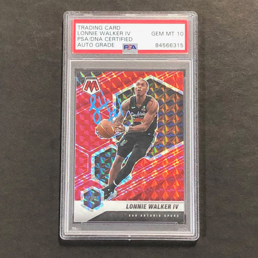 2020-21 Panini Mosaic Red Prizm #79 Lonnie Walker IV Signed Card AUTO 10 PSA/DNA