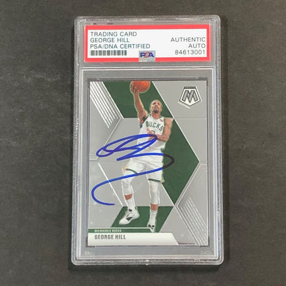2019-20 Panini Mosaic #125 George Hill Signed Card AUTO PSA/DNA Slabbed Bucks
