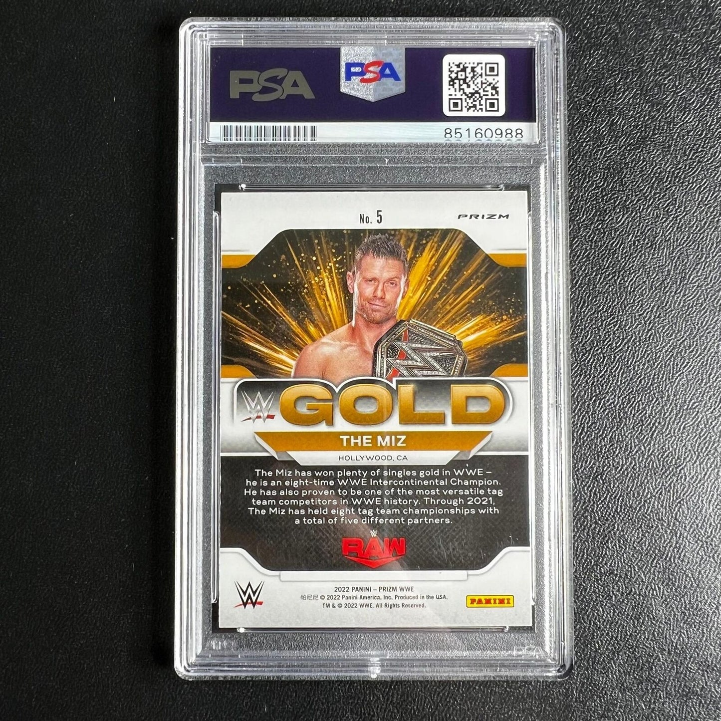 2022 Panini Prizm GOLD #5 The Miz Signed Card AUTO PSA Slabbed WWE