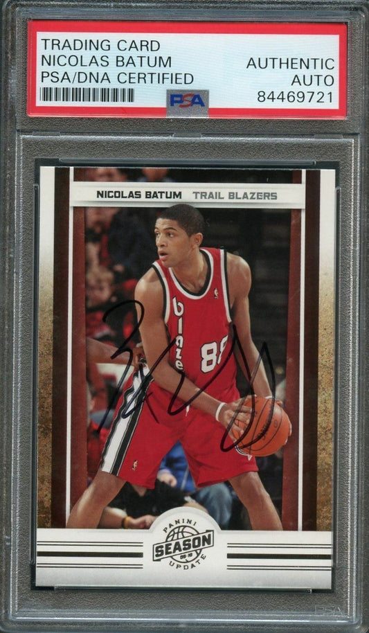 2009-10 Panini Season Update #118 Nicolas Batum Signed Card AUTO PSA Slabbed Bla