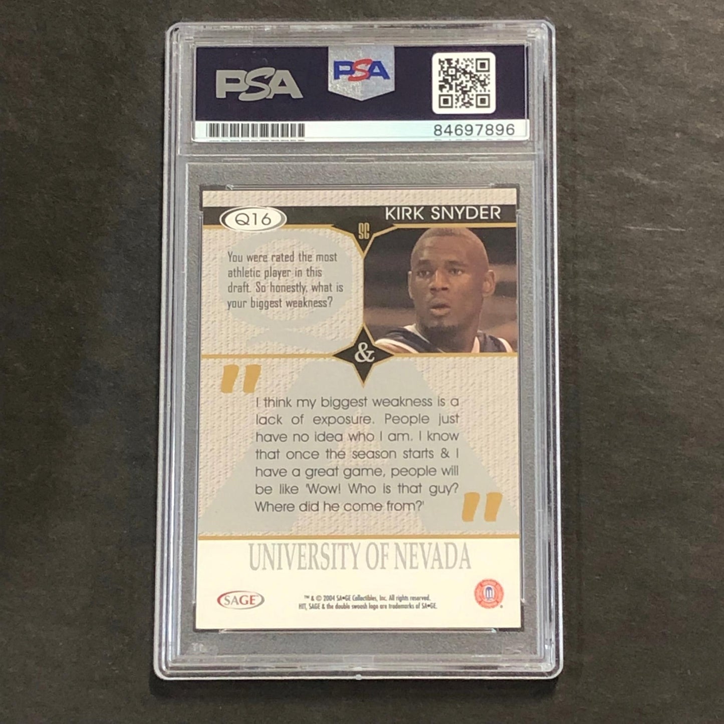 2003-04 HIT #Q16 Kirk Snyder Signed Card AUTO PSA Slabbed Nevada