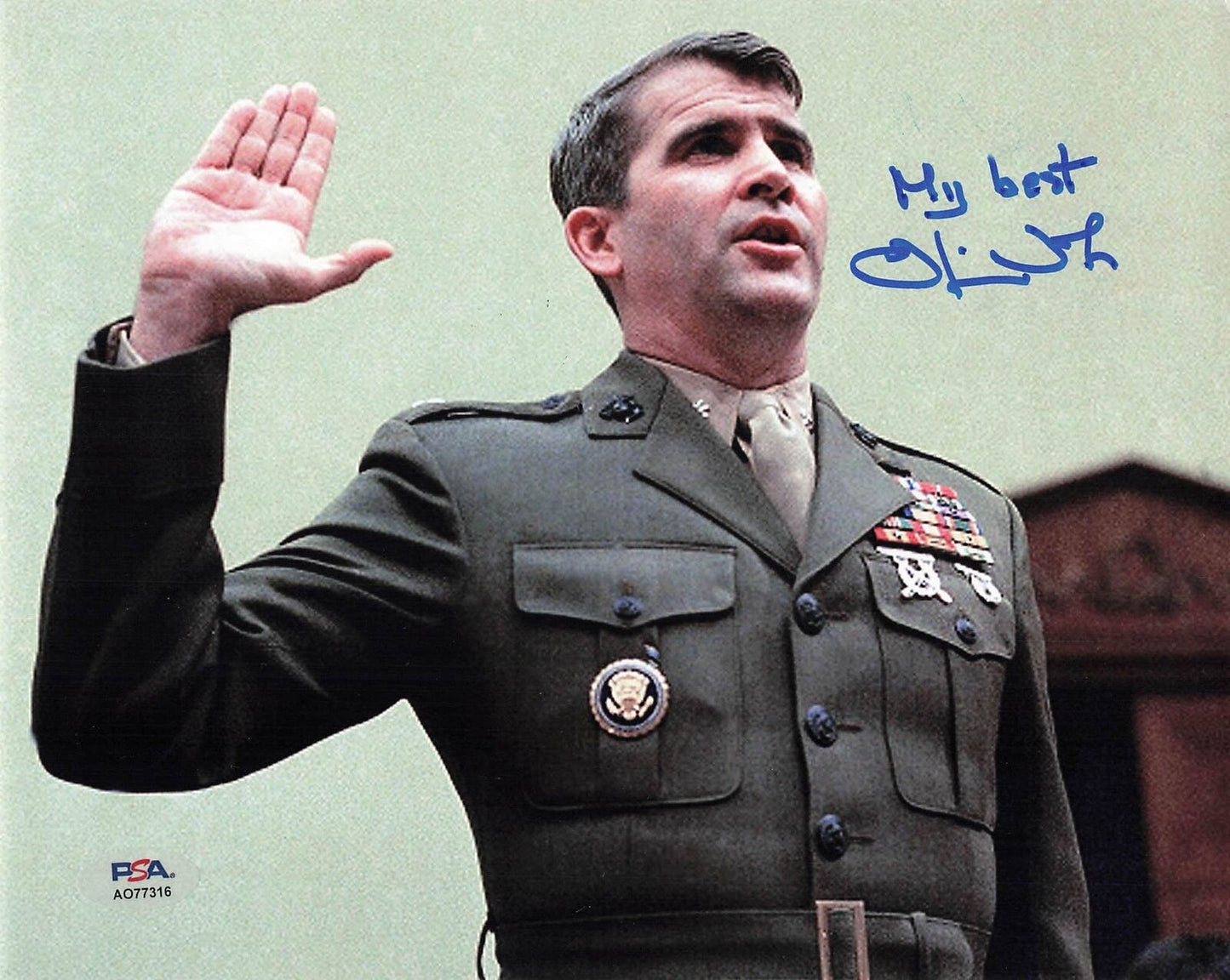 Oliver North signed 8x10 Photo PSA/DNA Autographed Author