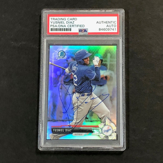 2017 Bowman Draft Refractor #BDC-151 Yusniel Diaz Signed Card PSA Slabbed Auto D