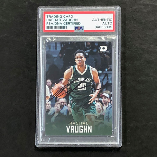 Daktronics Rashad Vaughn Signed Card AUTO PSA Slabbed Bucks