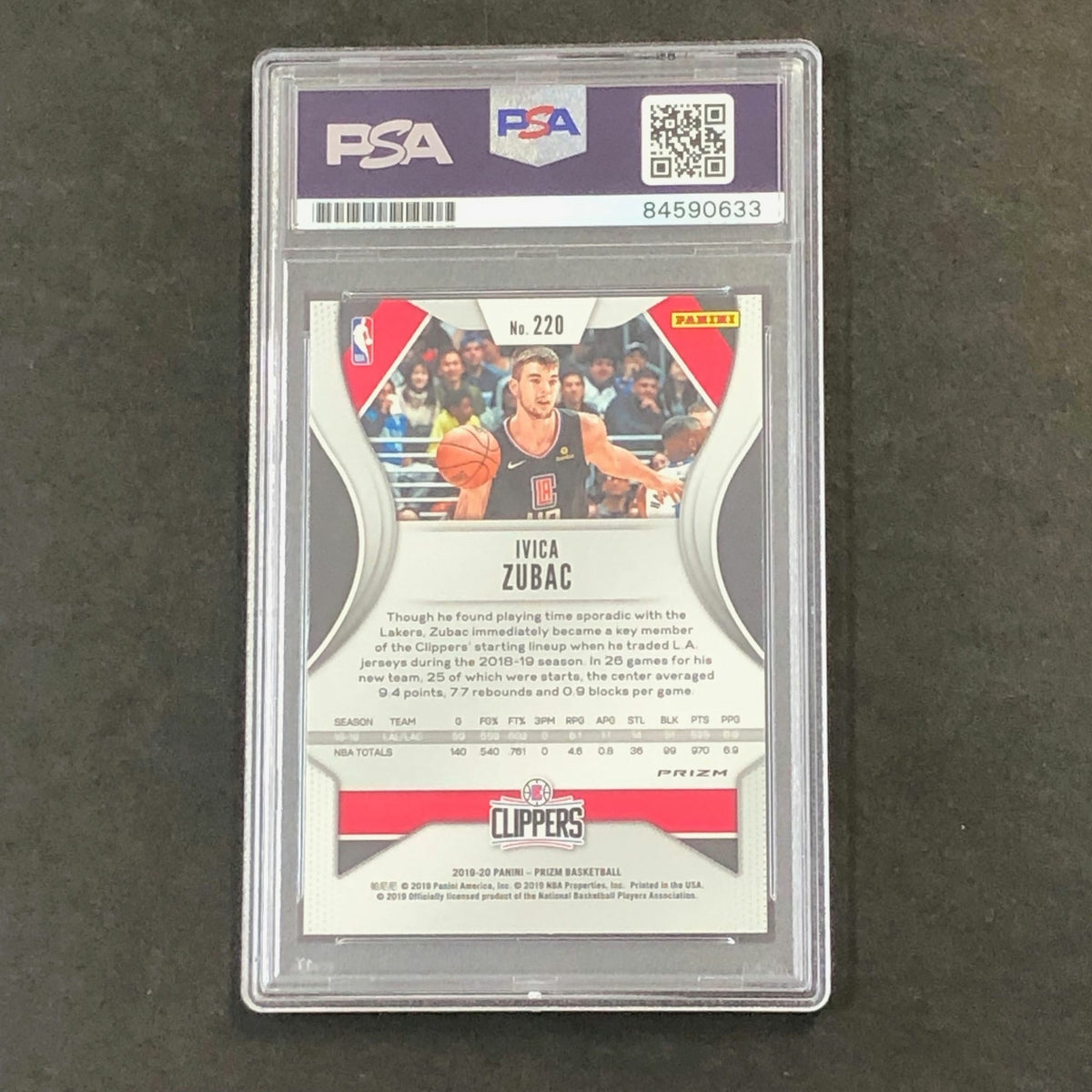 2019-20 Panini Prizm Silver #220 Ivica Zubac Signed Card AUTO PSA Slabbed Clippe