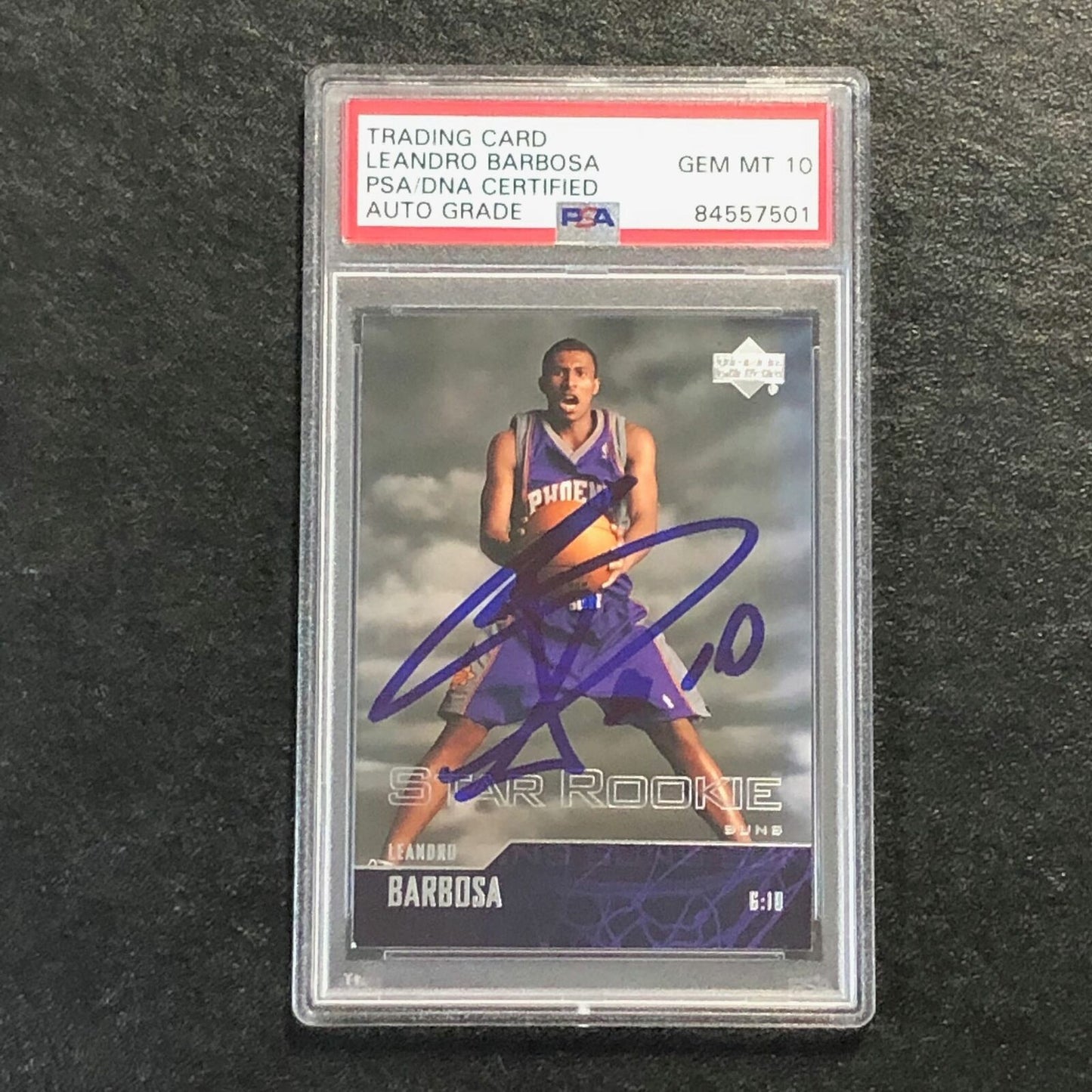 2003-04 Upper Deck Star Rookie #328 Leandro Barbosa Signed Card AUTO 10 PSA Slab