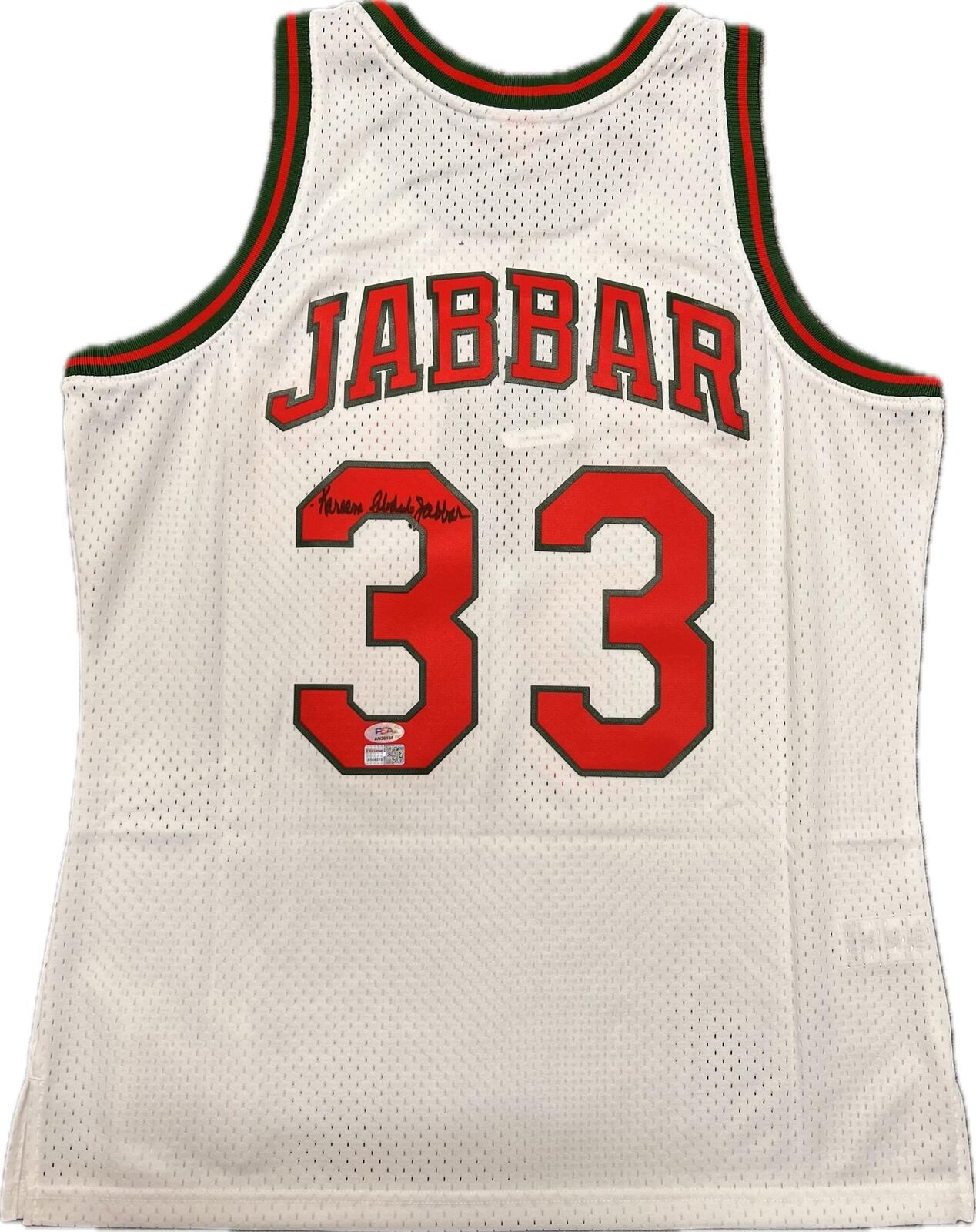 Kareem Abdul-Jabbar signed jersey PSA/DNA Bucks Autographed