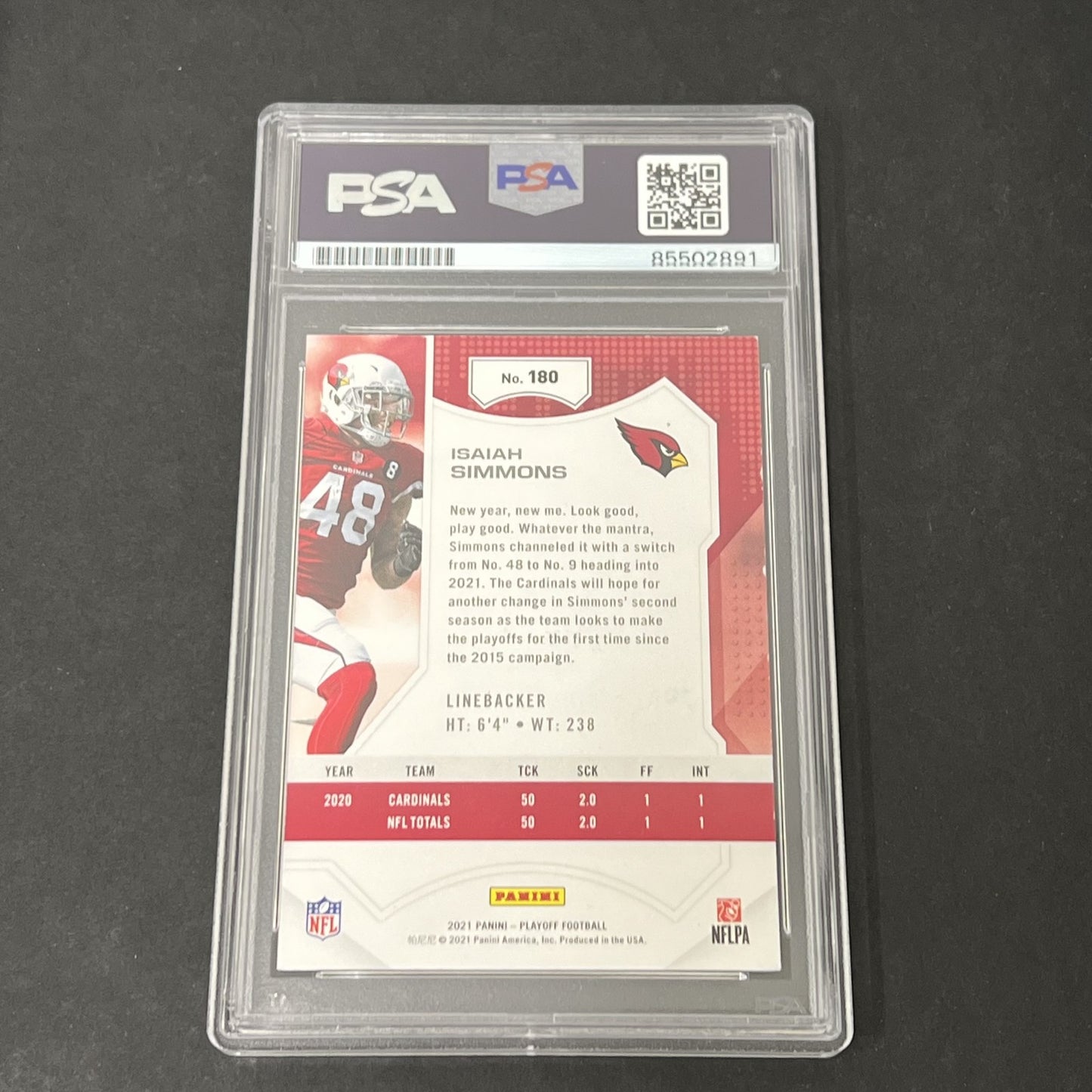 2021 Panini Playoff #183 Isaiah Simmons Red Zone signed card PSA Auto 10