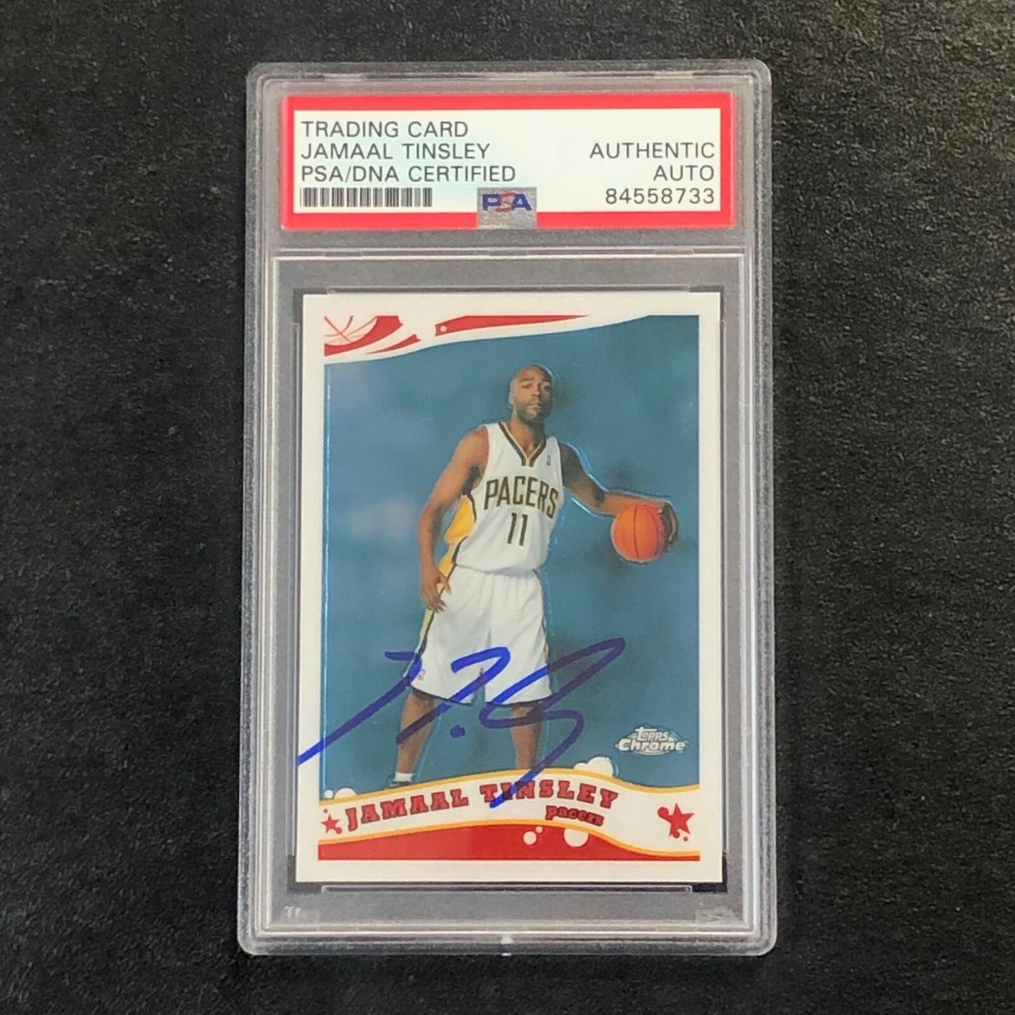 2005-06 Topps Chrome Basketball #136 Jamaal Tinsley Signed Card AUTO PSA Slabbed