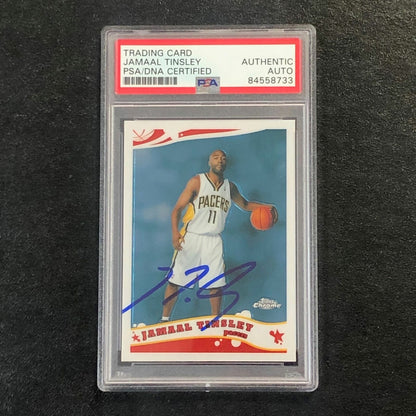 2005-06 Topps Chrome Basketball #136 Jamaal Tinsley Signed Card AUTO PSA Slabbed