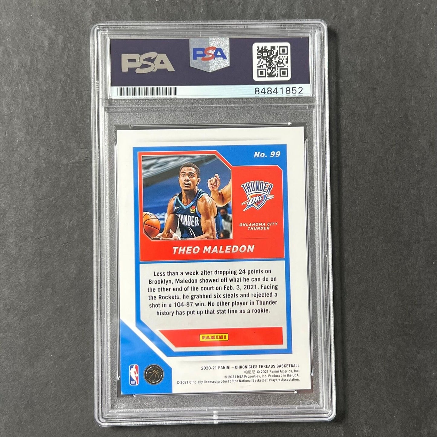 2020-21 Panini Chronicles Threads #99 Theo Maledon Signed Card AUTO PSA/DNA Slab