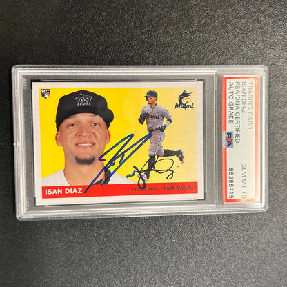 2020 Topps RC #72 Isan Diaz Signed Card PSA/DNA Authenticated Slabbed AUTO Marli