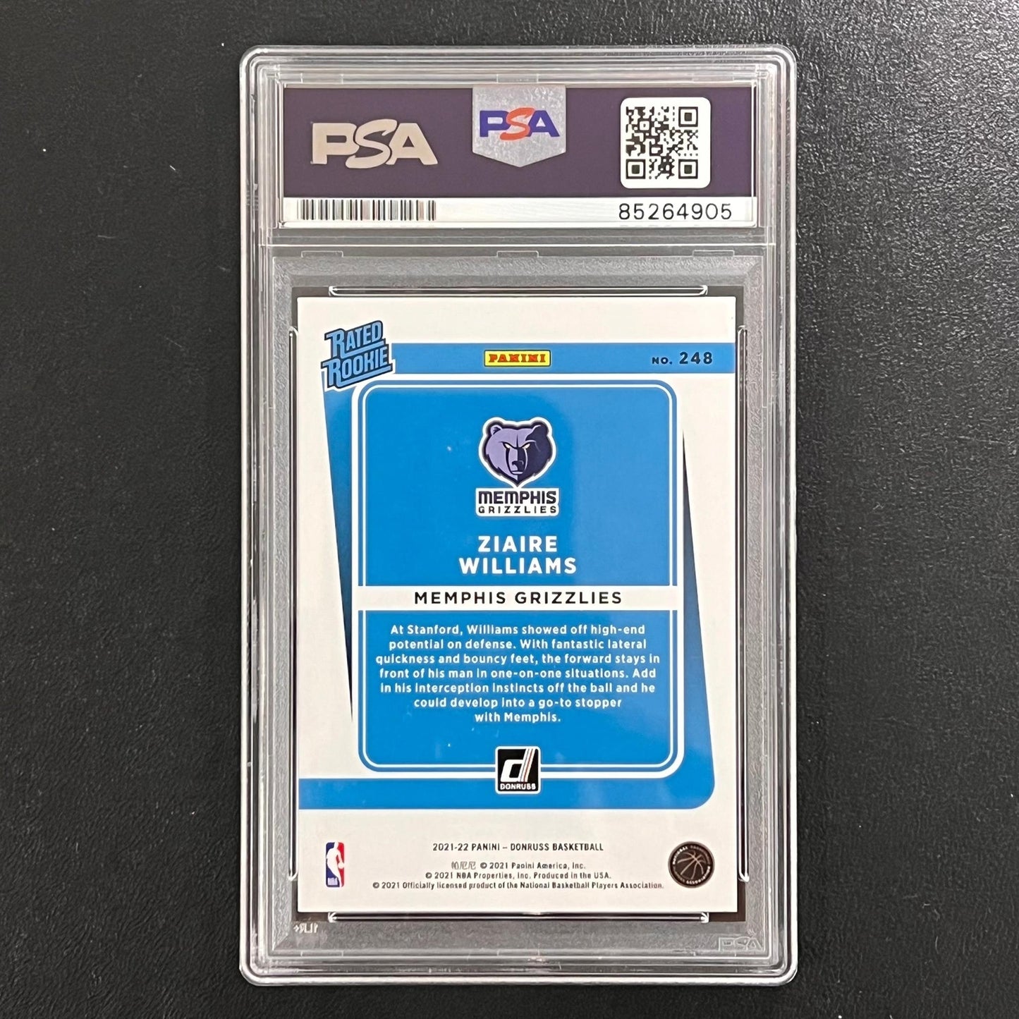 2021-22 Panini Donruss #248 Ziaire Williams Signed Card AUTO PSA/DNA Slabbed RC