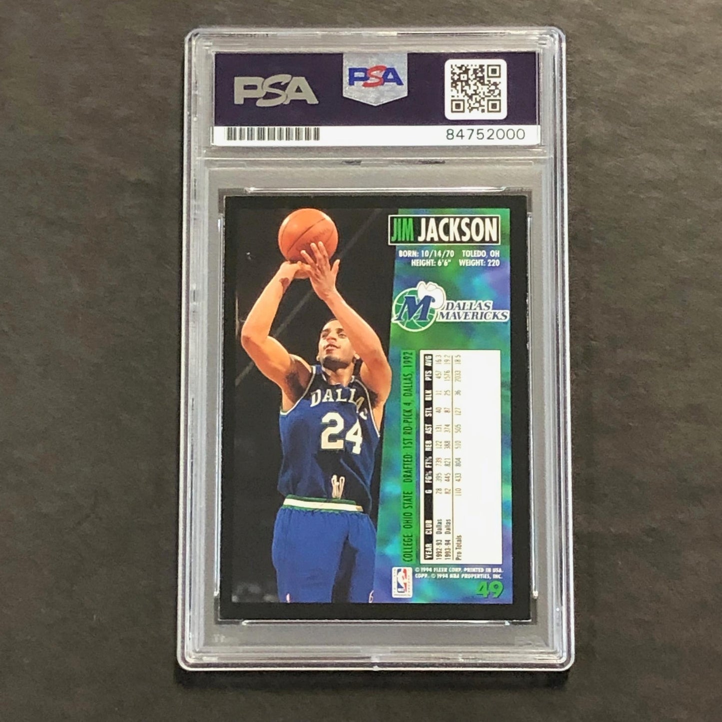 1994-95 Fleer #49 Jim Jackson Signed Card AUTO PSA Slabbed Mavericks