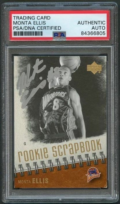 2005-06 Upper Deck Scrapbook #23 MONTA ELLIS Signed Card AUTO PSA Slabbed Warrio