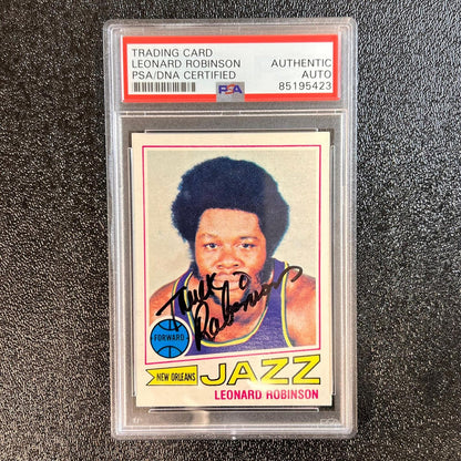 1977-78 TOPPS #74 Leornard Robinson Signed Card PSA Slabbed Auto Jazz