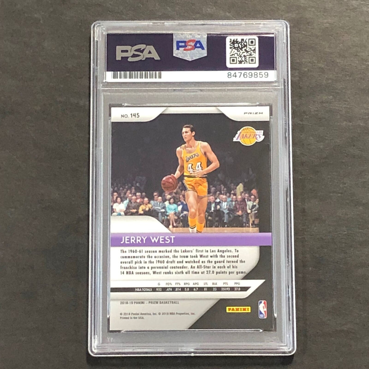 2018-19 Panini Prizm Silver #145 JERRY WEST Signed Card Auto 10 PSA Slabbed Lake