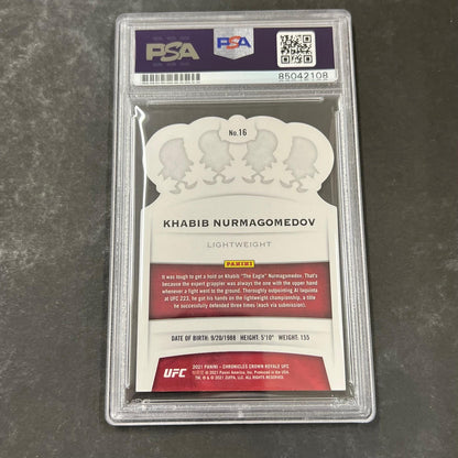 2021  Panini Chronicles #16 Khabib Nurmagomedov Signed Card PSA Slabbed