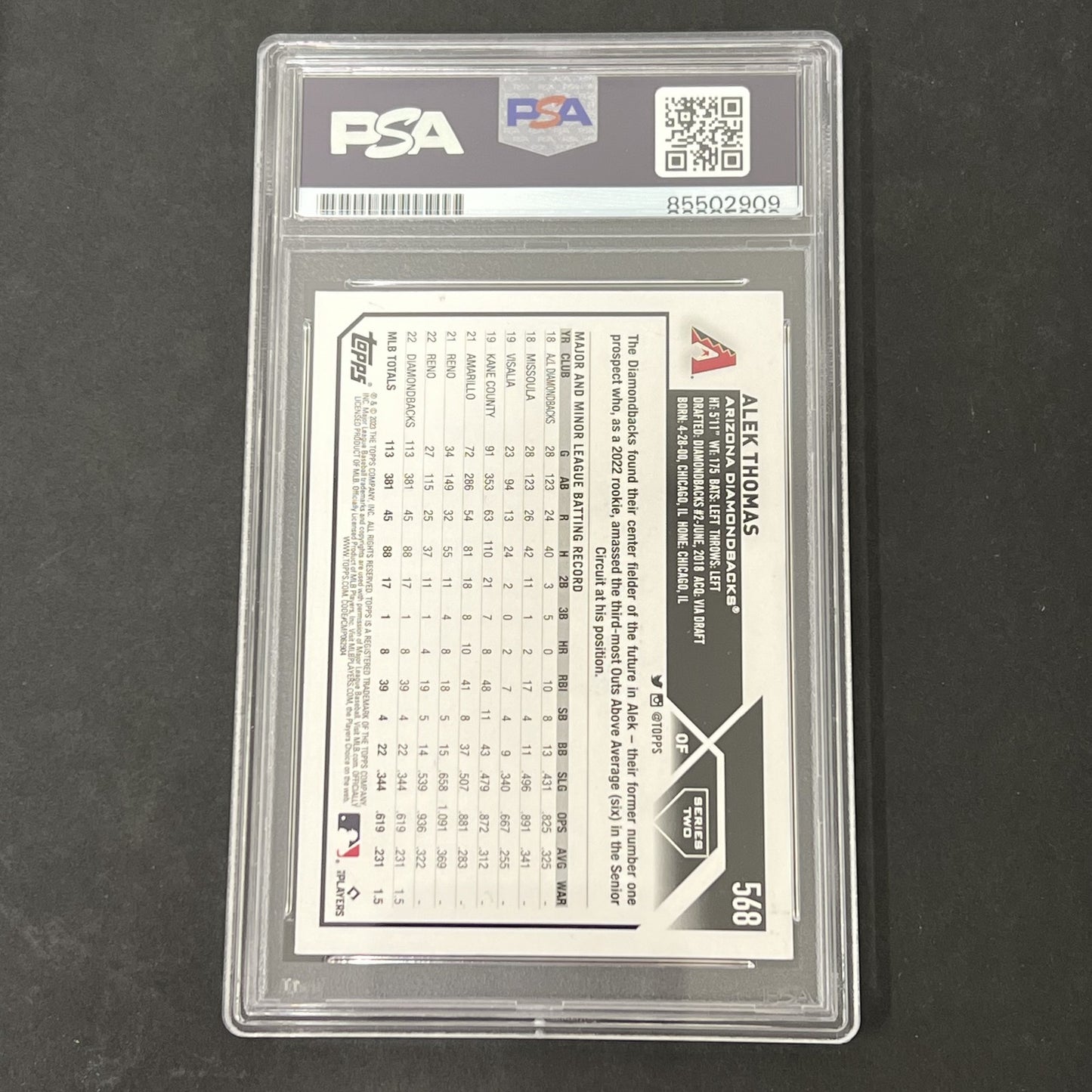 2023 Topps Update Series Two #568 Alek Thomas signed card PSA Auto 10