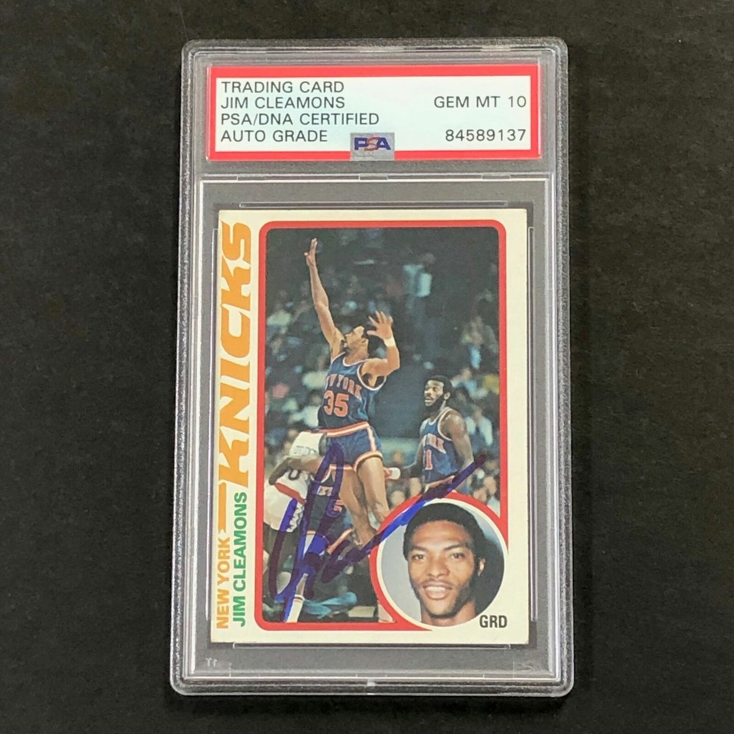 1978-79 TOPPS #31 JIM CLEAMONS Signed Card AUTO 10 PSA Slabbed Knicks