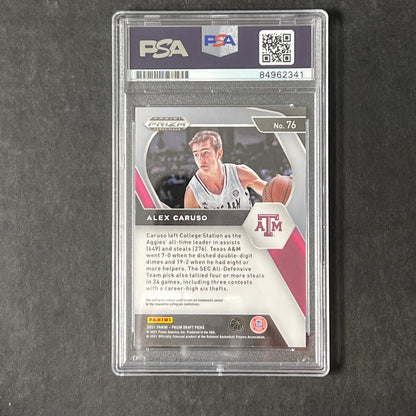 2021 Panini Prizm Draft Picks #76 Alex Caruso Signed Card AUTO PSA Slabbed Laker