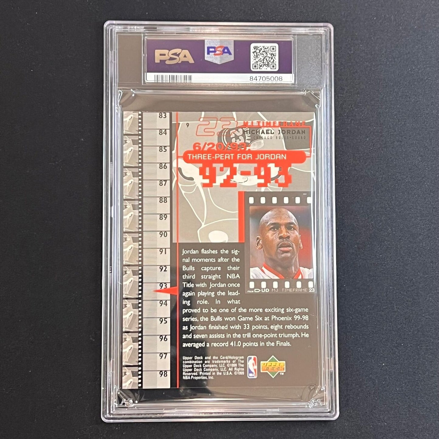 1999 Upper Deck MJ Retires Jumbo-92/93 Time Frame #9 Michael Jordan PSA EX MT 6