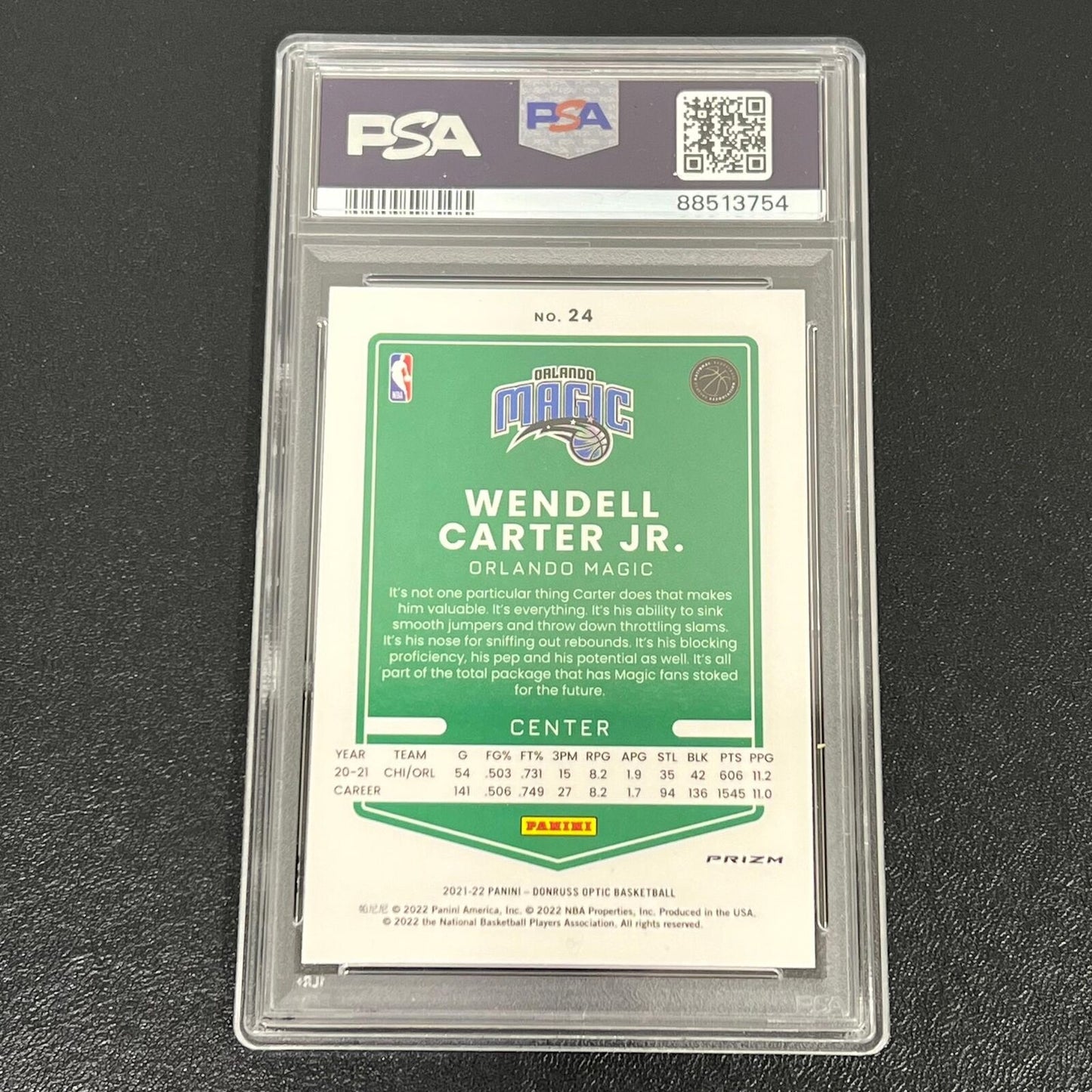 2021-22 Panini Donruss Optic White Sparkle #24 Wendell Carter Jr. Signed card PS