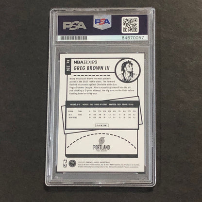 2021-22 Panini NBA Hoops #226 Greg Brown Signed AUTO PSA Slabbed Trail Blazers