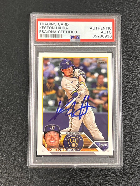 2023 Topps Series One #104 Keston Hiura Signed Card PSA/DNA Slabbed AUTO Brewers