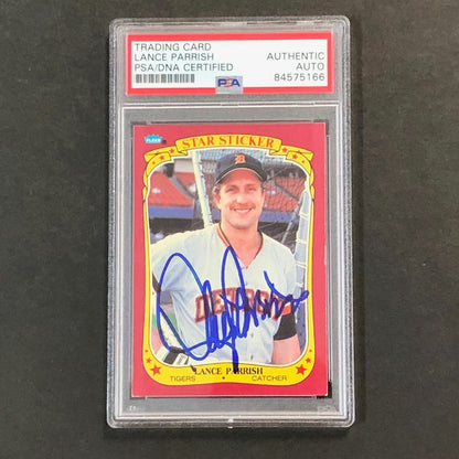 1986 FLEER STAR STICKERS #85 Lance Parrish Signed Card PSA Slabbed Auto Tigers