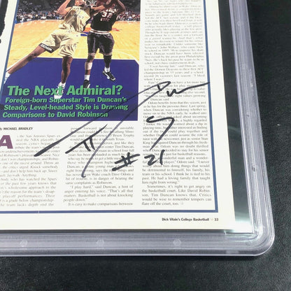 Tim Duncan signed 8x10 magazine photo PSA Encapsulated San Antonio Spurs Autogra