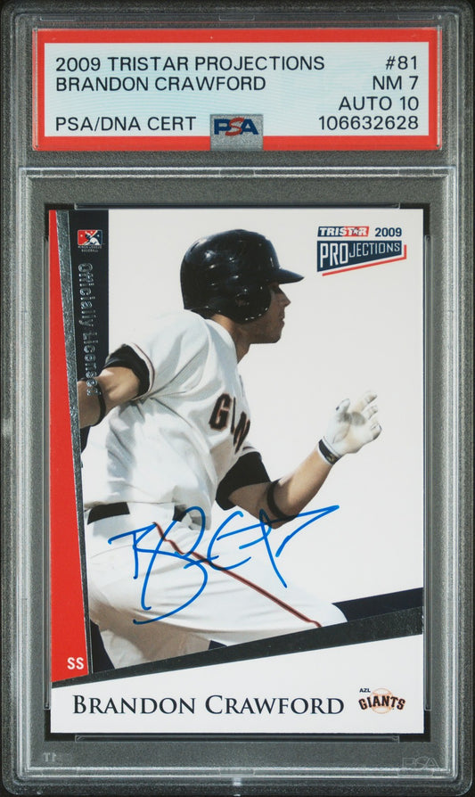 2009 Tristar Projections #81 Brandon Crawford signed card PSA 7 Auto 10