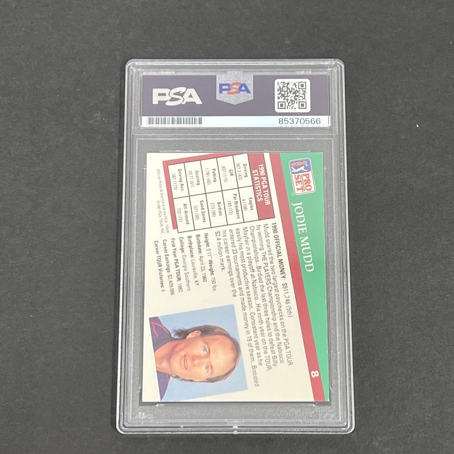 1991 PGA Tour Pro Set #8 Jodie Mudd Signed Card PSA/DNA Autographed Slabbed Golf