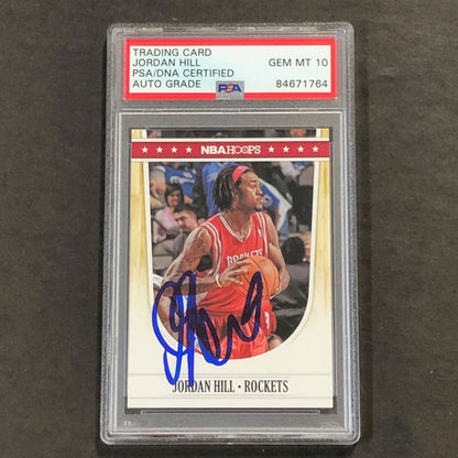 2011-2012 NBA Hoops #72 Jordan Hill Signed Card AUTO 10 PSA Slabbed Rockets