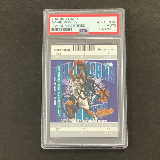 2003-04 Fleer Skybox #2 David Wesley Signed Card PSA Slabbed Hornets