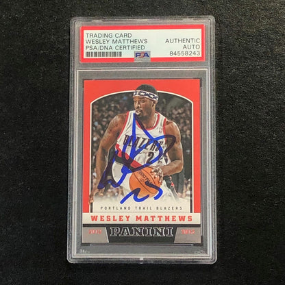 2012-13 Panini Basketball #173 Wesley Matthews Signed Card AUTO PSA Slabbed Trai