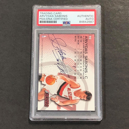 1996-97 Fleer #90 ARVYDAS SABONIS Signed Card AUTO PSA Slabbed Trail Blazers