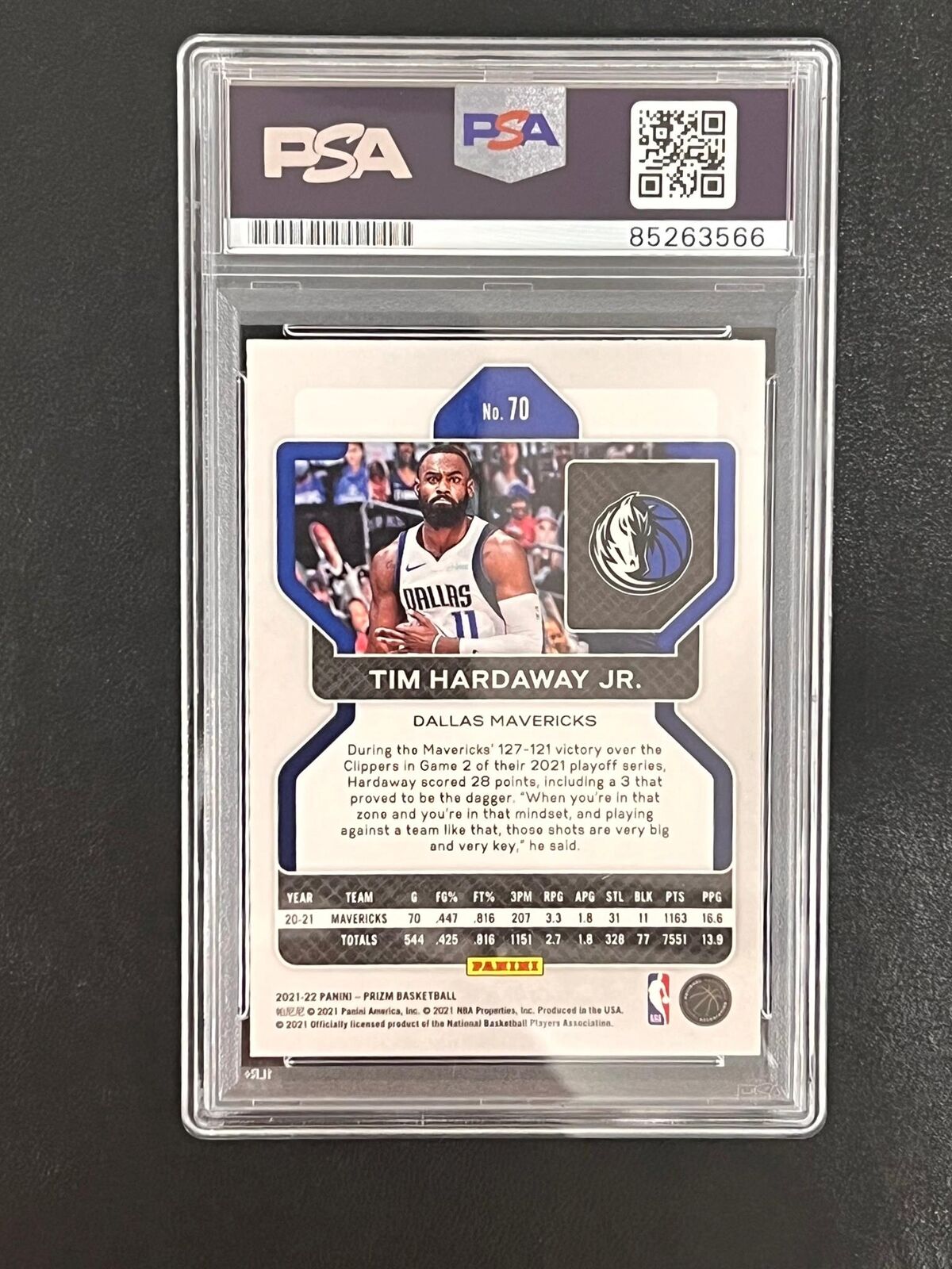 2021-22 Panini Prizm #70 Tim Hardaway Jr. Signed Card AUTO PSA Slabbed Mavericks