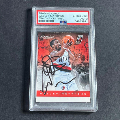 2012-13 Panini Prestige #98 Wesley Matthews Signed Card AUTO PSA Slabbed