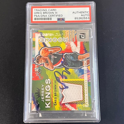 2021-22 Panini Jersey Kings #RJ-GBR Greg Brown III Signed Card AUTO PSA Slabbed