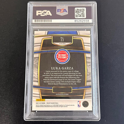 2021-22 Panini Select #22 Luka Garza Signed Card AUTO PSA Slabbed Pistons