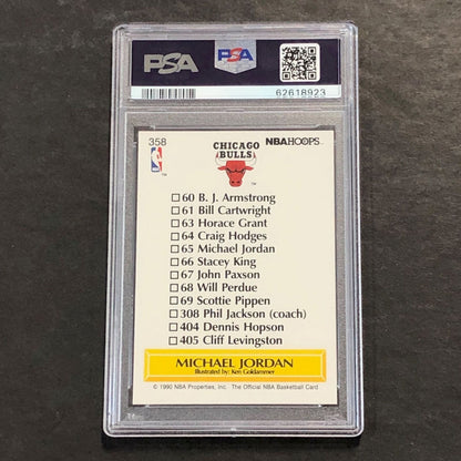 1990 Hoops #358 Michael Jordan PSA 8 NM-MT Team Checklist