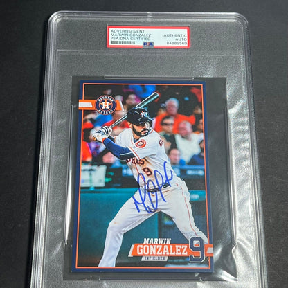 Marwin Gonzalez signed Promo Card PSA/DNA Encapsulated Houston Astros autographe